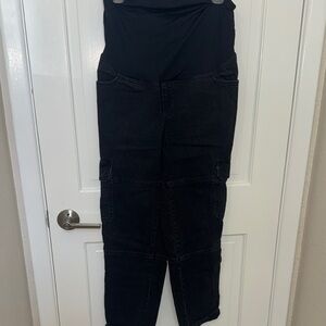 Women's Black Maternity Cargo Jeans